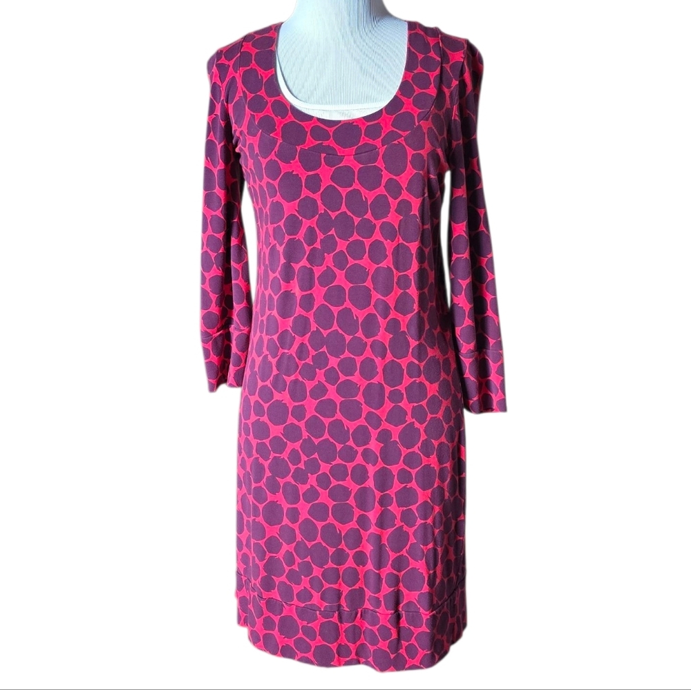 Boden Red Polka Dot Sheath Women's Mini Dress Size 6 US Red And Purple